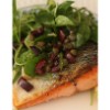 Salmon and Watercress Scallion Caper Vinaigrette Topping